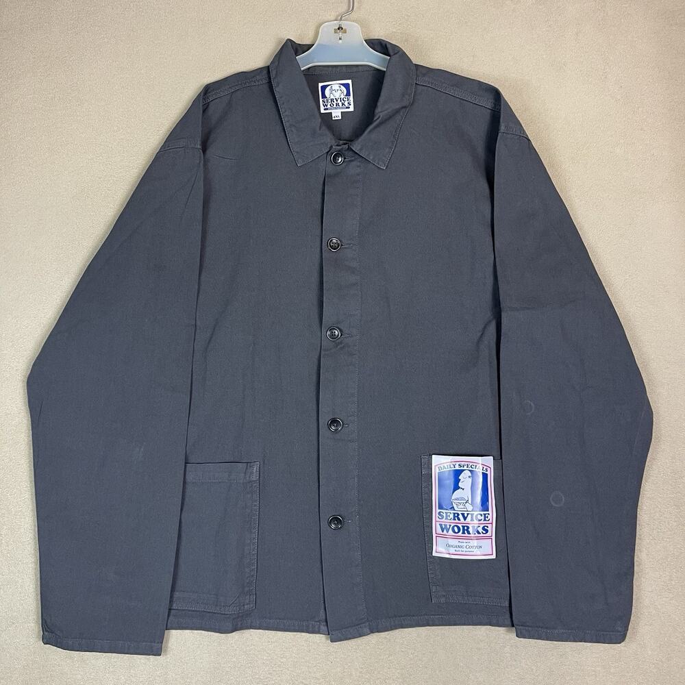 Chef Works Chefs Jacket Mens 4XL Gray Button Front Collared‎ Long Sleeve